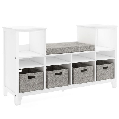 Creamy White Kids' Reading Nook with Storage Bins