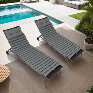 2PCS Set Outdoor Lounge Chair Cushion Replacement Patio Funiture Seat Cushion Chaise Lounge Cushion-KHAKI - 1 of 4
