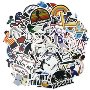 Wrapables Waterproof Vinyl Stickers for Water Bottles, Laptop, Phones, Skateboards, Decals for Teens, 100pcs, Baseball - 1 of 4