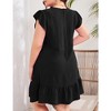 Women's Plus Size Babydoll Mini Dress Flutter Sleeve Flowy Shift Short Dress - 4 of 4