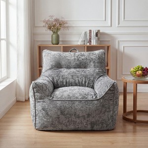 Chenille Bean Bag Chair with Armrests, Shredded Foam, Soft Lazy