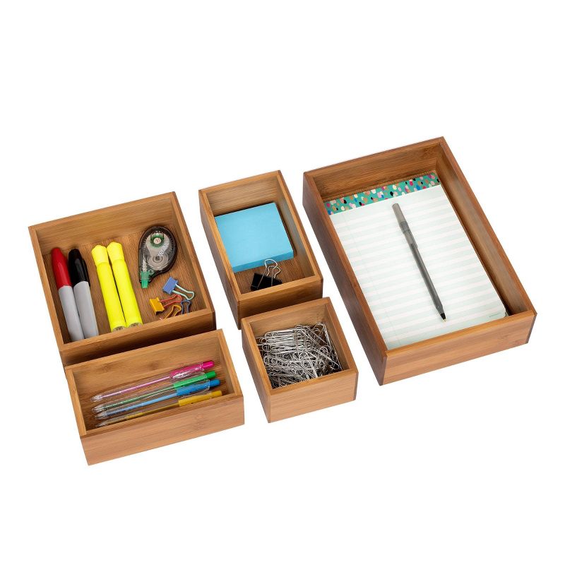 Seville Classics 5pc Assorted Sizes Bamboo Organizer Boxes, 3 of 14