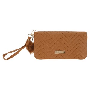 Unique Bargains W-Shaped Corrugated Plush Ball Zipper Coin Purse Wallet 1 Pc - 1 of 4