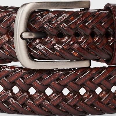 Men's Leather Braided Fully Adjustable Belt - Goodfellow & Co' Brown - image 3