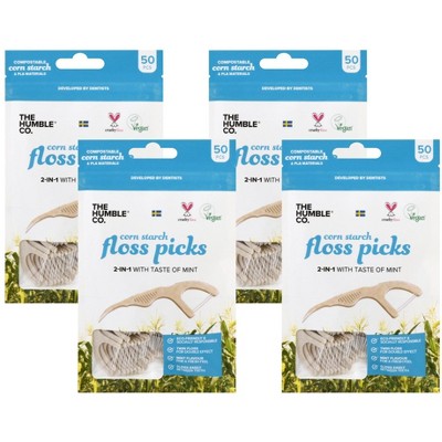 The Humble Co. Corn Starch Floss Picks 2-in-1 with Taste of Mint - Case of 4/50 ct