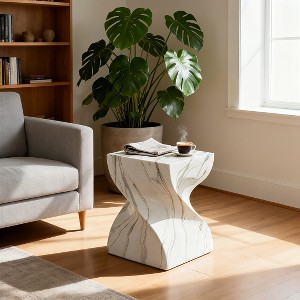 MOEPISY Outdoor End Tables for Patio, GardenAccent Table Faux Terrazzo Accent Table, Modern Small Round Side Tablefor Outside - 1 of 4