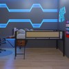 DOMETOUR Single metal loft bed with desk, LED lights, storage shelves, hanging compartments, safety guard, ladder, no box spring required - 4 of 4