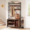 3-in-1 Entryway Hall Tree with Drawer, Vintage Industrial Coat Rack with Shoe Bench & Hutch, Mudroom Bench w/8 Hooks for Living Room Bedroom, Brown - 4 of 4