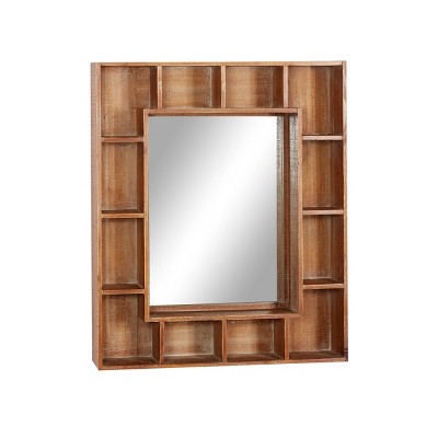 Farmhouse Wood Decorative Wall Mirror Brown - Olivia & May