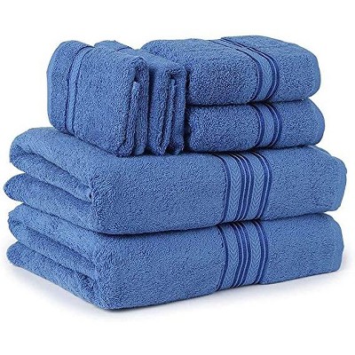 6pc Roman Super Soft Cotton Bath Towel Set Blue : Target