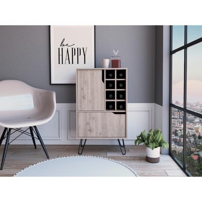 Vynxaria Wine Storage Pedestal Kitchen Island - White and Macadamia, Stylish Design, Functional Storage