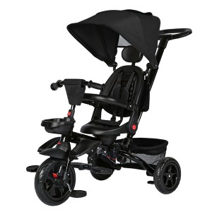 Kinder King 7 in 1 Kids Baby Stroller Tricycle Folding Toddler Trike w/Adjustable Push Handle - 1 of 4