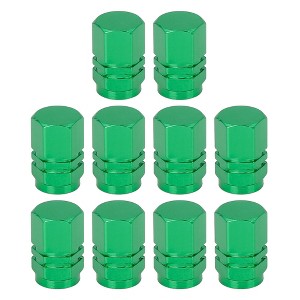Unique Bargains Tire Stem Valve Caps Wheel Valve Covers Car Dustproof Hexagon Shape Aluminium Alloy Tire Cap 0.63"x0.39" 10  Pcs - 1 of 4