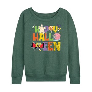 Women's - SpongeBob SquarePants - Happy Halloween Lightweight French Terry Wide Neck Long Sleeve Shirt - 1 of 4