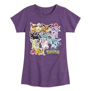 Girls' - Pokémon - Eevee Evolution Stickers Fitted Short Sleeve Graphic T-Shirt - 1 of 4