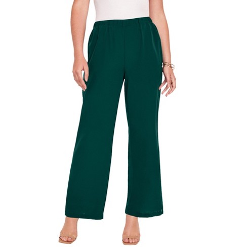 Knit Crepe High Rise Wide Leg Pants, Womens Pants