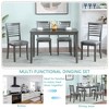 5-Piece Dining Set with Rectangular Wooden Table and 4 Upholstered Chairs - 4 of 4