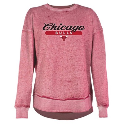 NBA Chicago Bulls Women's Burnout Crew Neck Fleece Sweatshirt