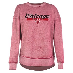 NBA Chicago Bulls Women's Burnout Crew Neck Fleece Sweatshirt - 1 of 4