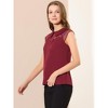 Allegra K Women's Mesh Semi Sheer Work Office Peter Pan Collar Shirt - 4 of 4