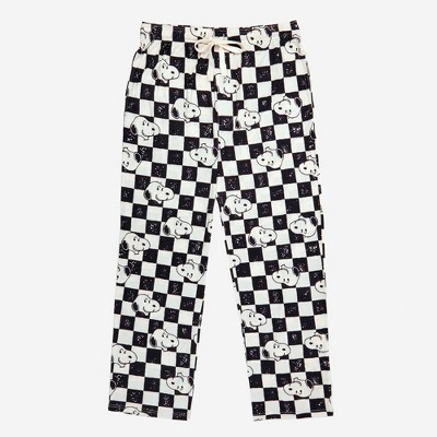 Men's Peanuts Checkered Knit Pajama Pants - Black