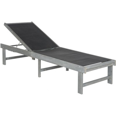 Contemporary Gray Acacia Wood Recliner Chaise Lounge