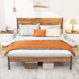 IULULU Metal Platform Bed Frame - Mattress Foundation with Headboard and and Footboard - 1 of 4