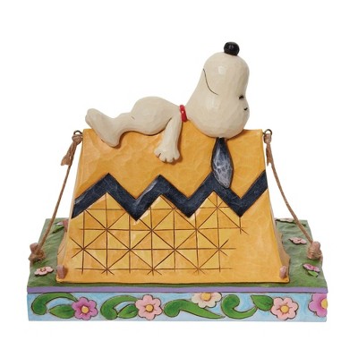Snoopy and Woodstock Camping Figurine in Yellow and Green Resin