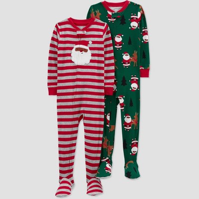 Carter's Just One You® Toddler Boys' Striped Santa Footed Pajama - Red