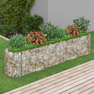VidaXL Gabion Raised Bed Galvanized Iron 102.4 in.x19.7 in.x19.7 in. - 1 of 4