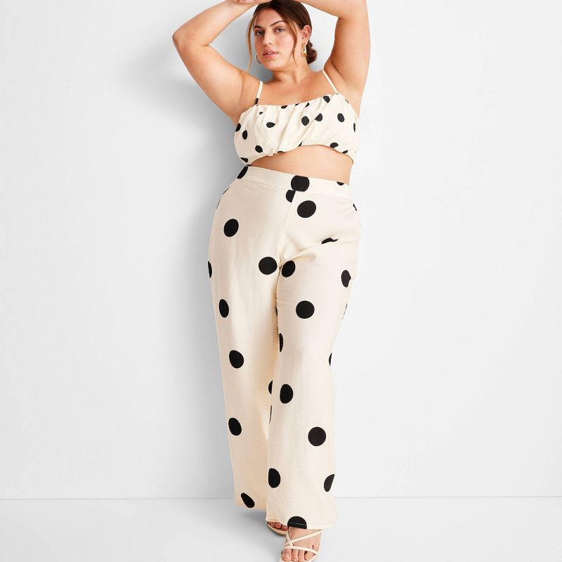 Women's Straight Leg Pants - Future Collective™ with Jenny K. Lopez Cream/Black Polka Dots, 3 of 10