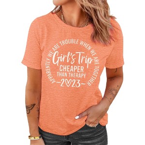 Clearlove Women's Playful Letter Print T-Shirt Short Sleeve Graphic Casual Crew Neck Tee Summer Top - 1 of 4