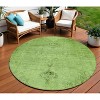 Green And Olive Green Oriental Washable Indoor Outdoor Area Rug - 2 of 4