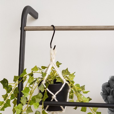 Black Metal and Wood Ladder Style Garment Rack