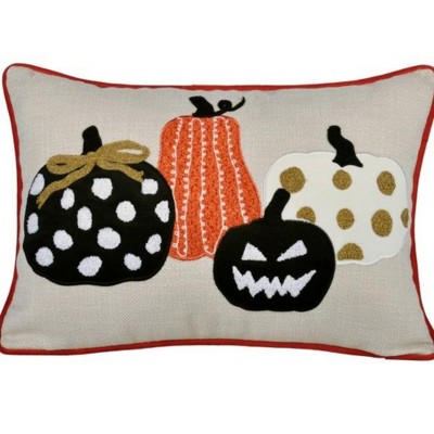TopComfy Support Pillow Halloween Pumpkin Embroidered Throw Pillow for haunted Season Decor, Multicolored, 17"*17"*10"