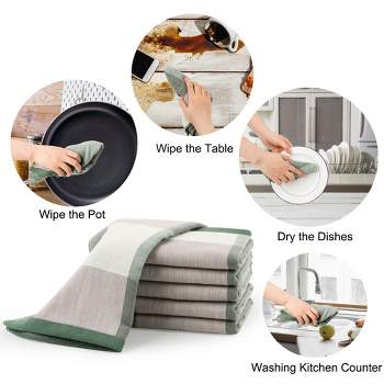 Piccocasa 100% Cotton Kitchen Towel Cleaning Drying Absorbent Dish Towels 6  Pcs : Target