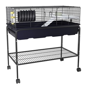 2 Tier Small Animal Cage, 35.3"H Hamster Cage with Storage Shelf, Rolling Guinea Pig Cage with , Feeding Bowl, Hay Feeder, Pet Habitat for Chinchilla - 1 of 4