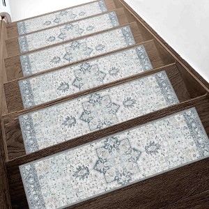 BAGOKIE 15PCS Non-Slip Carpet Stair Treads 8"x30" Mats Indoor for Wooden Steps - 1 of 4