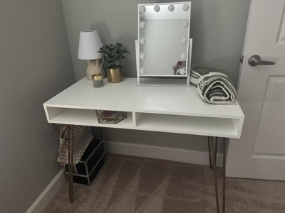 Hairpin Writing Desk With Storage Threshold Target