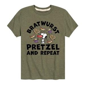 Boys' - Peanuts - Bratwurst Pretzel And Repeat Snoopy Short Sleeve Graphic T-Shirt - 1 of 4