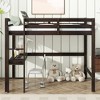 Whisen Twin High Loft Bed, Rubber Wood Loft Bed with Ladder, Safety Guardrail and built-in desk - 2 of 4