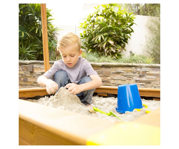 Outward Play Joey Sandpit With Canopy - Yellow and White Striped Canvas