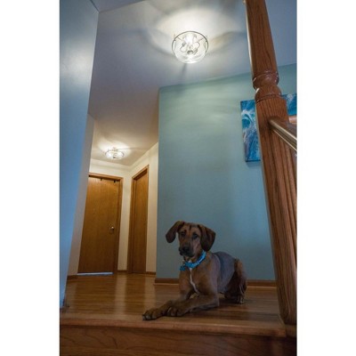 Satin Nickel 15" Drum Ceiling Light with Seeded Glass