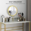 GlasFlength Vanity Tables Makeup Vanity Desk Large Vanity Table Dressing Table with Round Mirror for Bedroom, White, 41.3"*19"*54.3" - 4 of 4