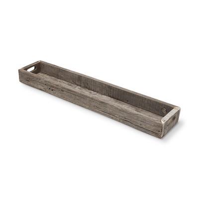 HomeRoots 36" Brown Wood Indoor Outdoor Cracker Tray With Handles
