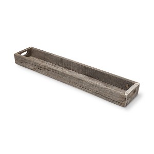HomeRoots 36" Brown Wood Indoor Outdoor Cracker Tray With Handles - 1 of 4
