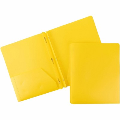 Business Source Poly Portfolio 3 Prong 2 Pkts LTR .3mil Yellow 20884