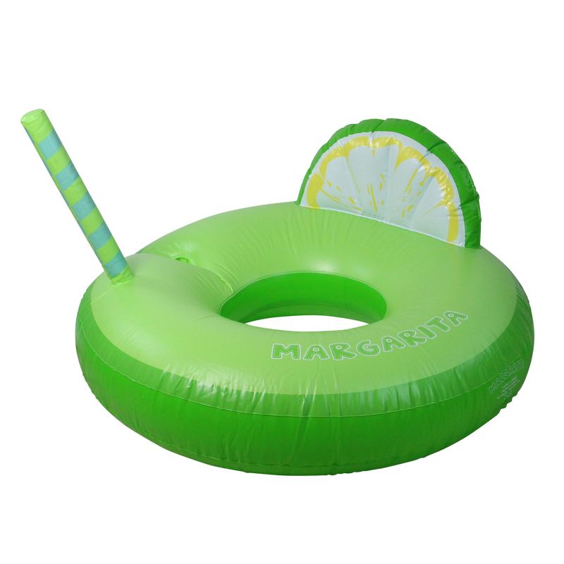 Swimline 41" Inflatable Margarita Lime Wedge 1-Person Swimming Pool Inner Tube Ring Float - Green/White, 1 of 4
