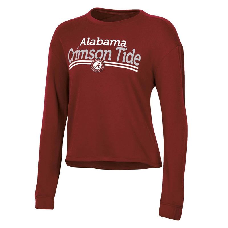 NCAA Alabama Crimson Tide Women's Crew Neck Fleece Double Stripe Sweatshirt, 1 of 4
