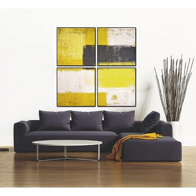 Whiteline Modern Living Amarillo 4-Piece 28"x28" (each) Canvas Wall Art, Black PS Frame